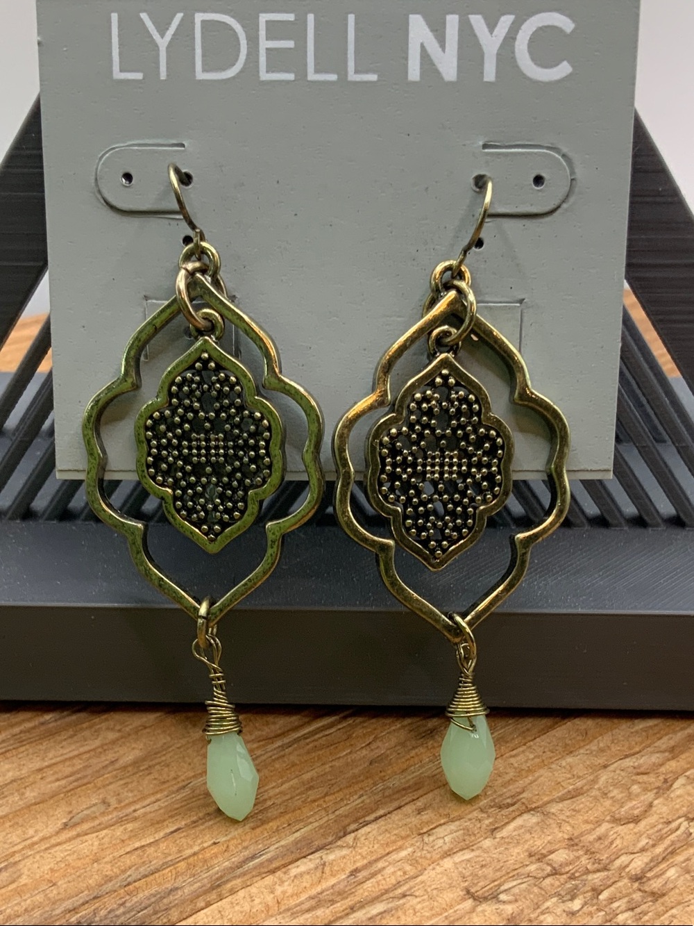 LYDELL NYC Gold Filigree Earrings with Mint Drops